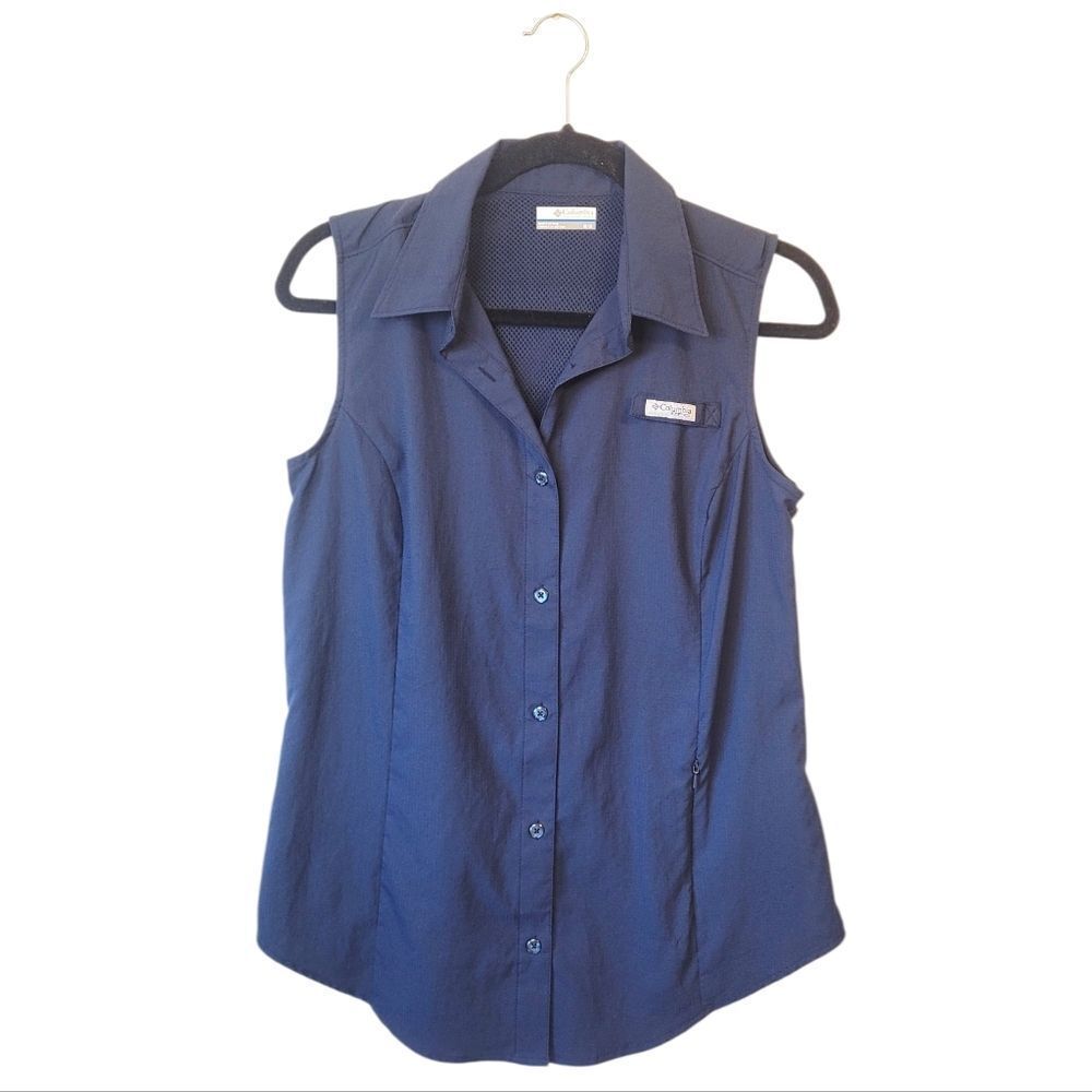 Columbia Navy Blue Sleeveless PFG Shirt Women's Size M